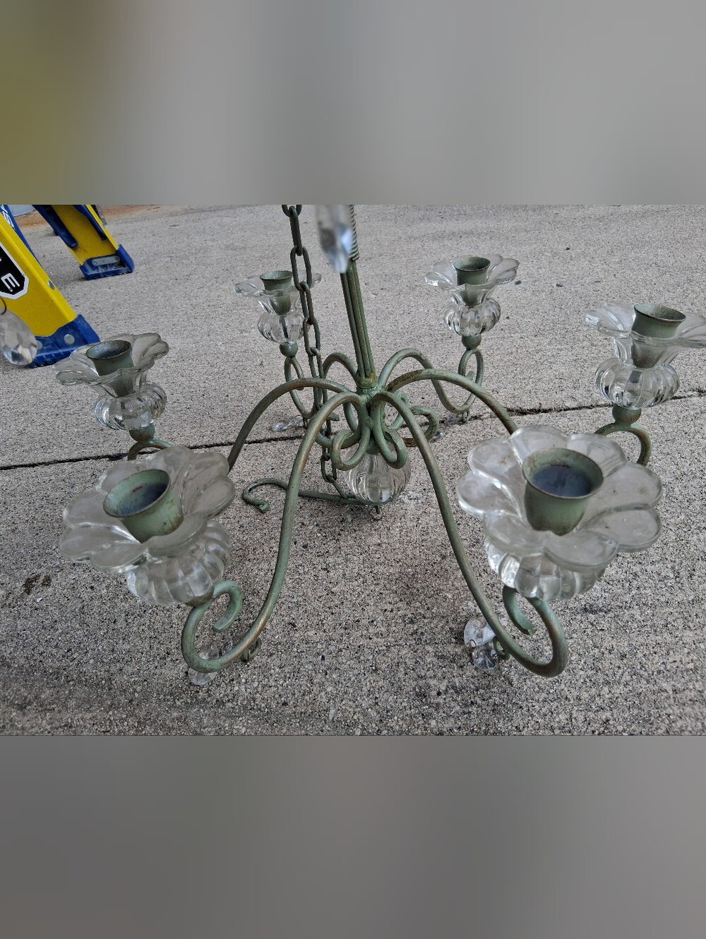 vintage Hollywood Regency palm leaf candle chandelier
